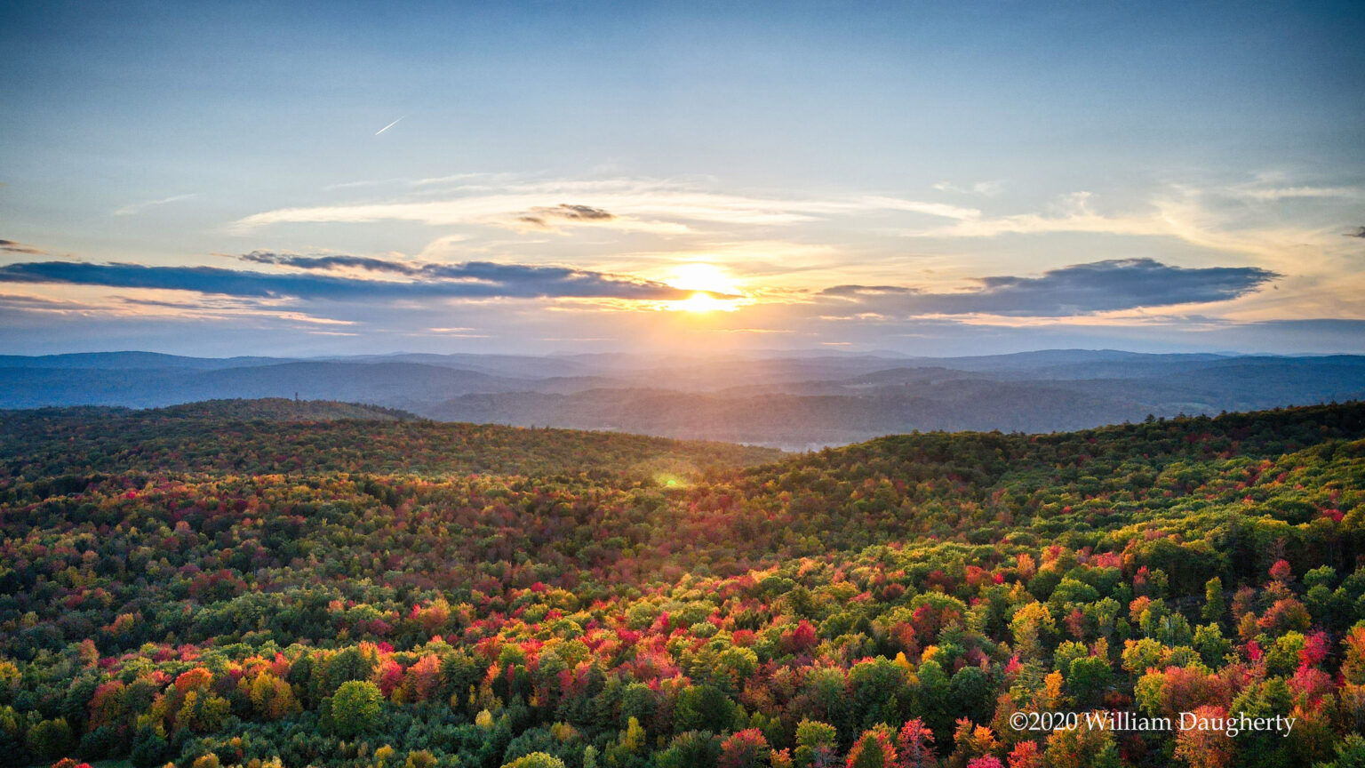 Foggy morning turned into a glorious day and sunset Plainfield, New